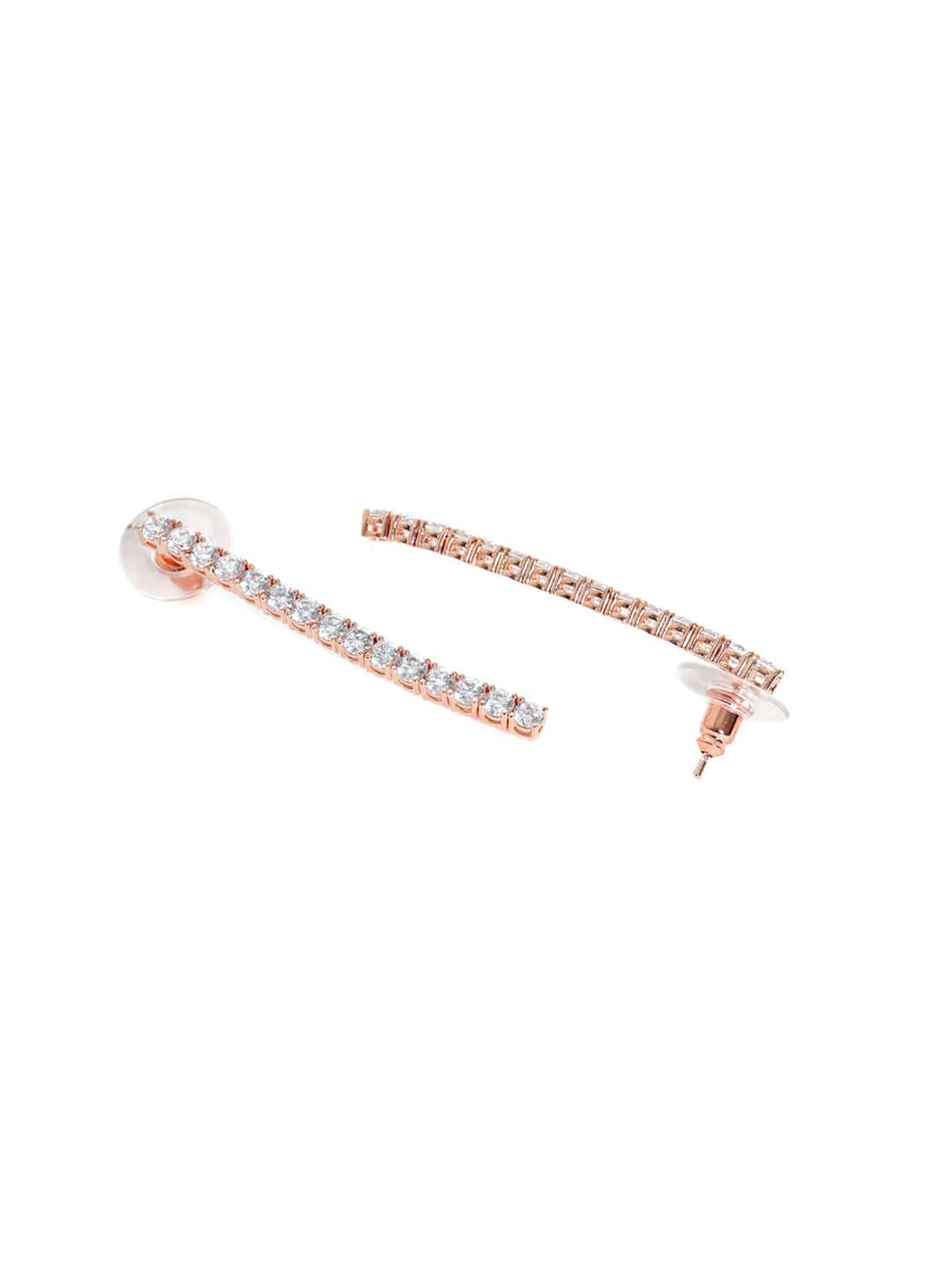 Rose Gold Plated Brilliant Cut Diamond Zirconia Luxury Tennis Necklace set