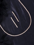 Rose Gold Plated Brilliant Cut Diamond Zirconia Luxury Tennis Necklace set