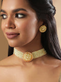 mehndi Gold plated Dazzling Reverse AD Mint blue beaded Choker Set