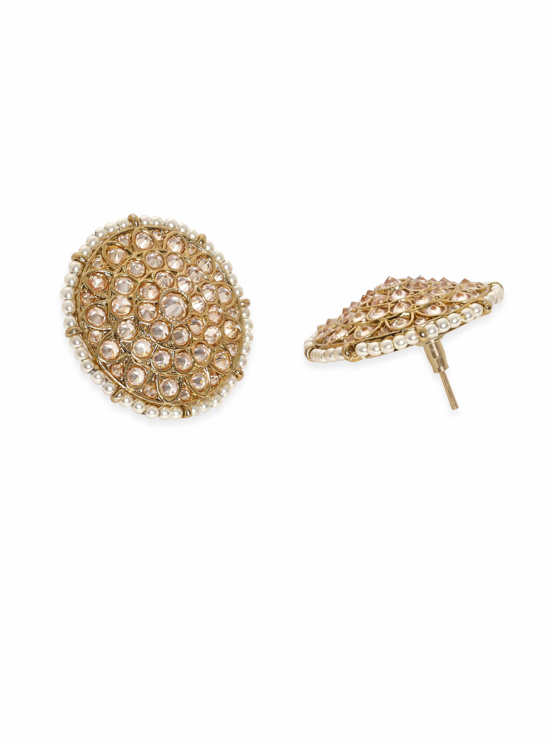 Mehndi Gold plated glistening Reverse AD Studded pearl beaded Choker Set