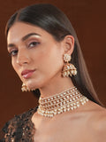 Gold Plated kundan Necklace Set With Pearls