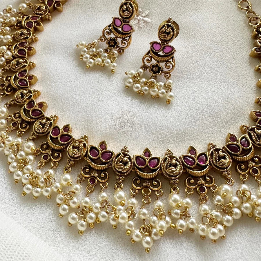 Antique Kemp Peacock Thilak gutta short set