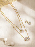 Gold Plated Polki and CZ Studded Double Layered Trendy Necklace Set with Earrings