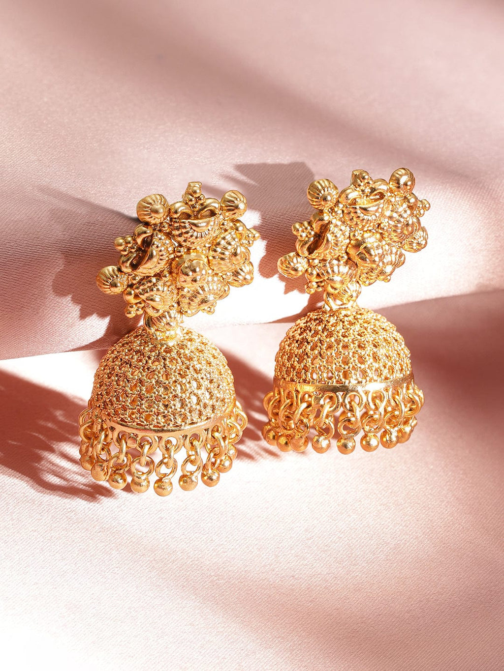 Gold-Plated Artificial Beads Beaded Royalty Exquisite Necklace Earrings