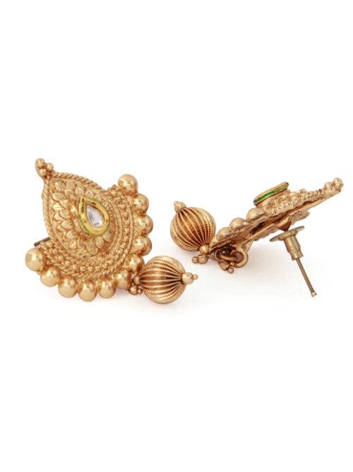 Traditional Handcrafted Gold Toned Kundan Embellished With Pearl And Gold Filigree Beads Necklace Set