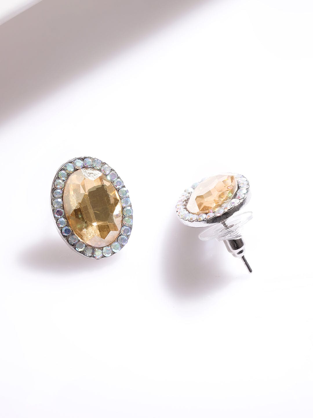 Rhodium-Plated Cherry and Golden Studded Multi-Color Rhinestones Embellished Necklace Set