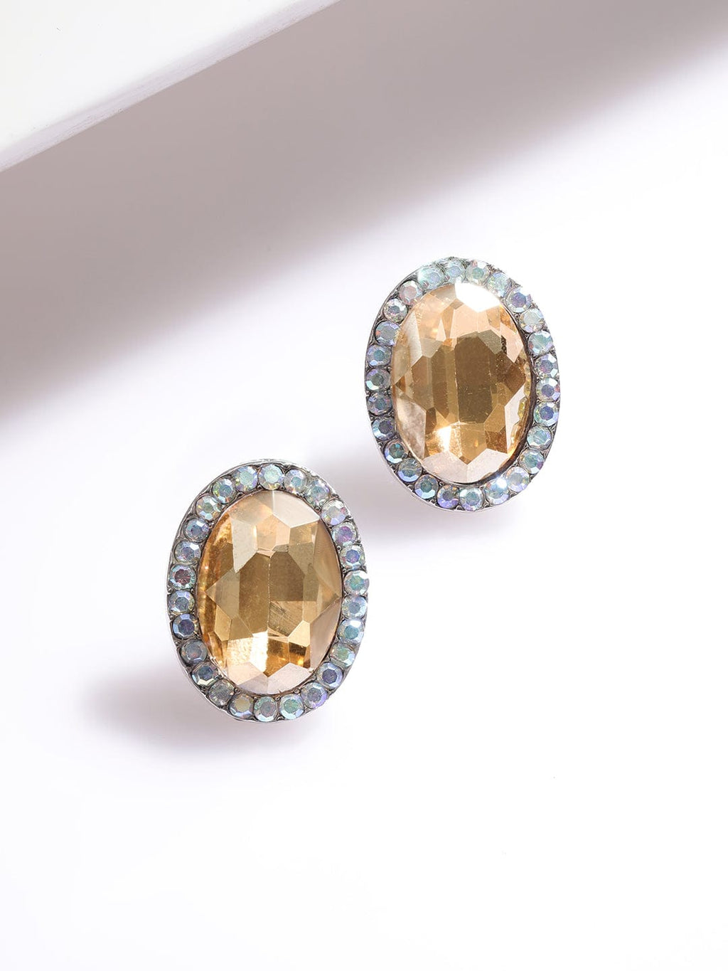 Rhodium-Plated Cherry and Golden Studded Multi-Color Rhinestones Embellished Necklace Set