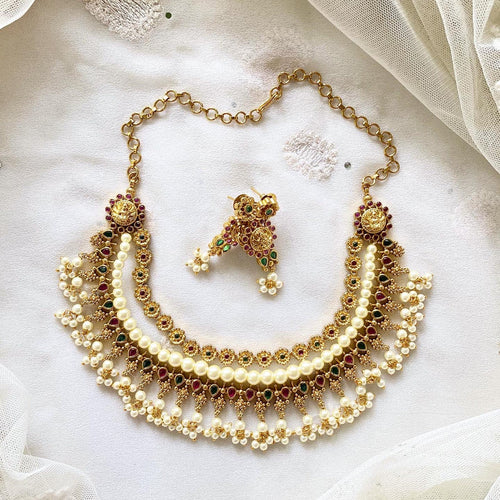 Antique matte Pearl layered short set