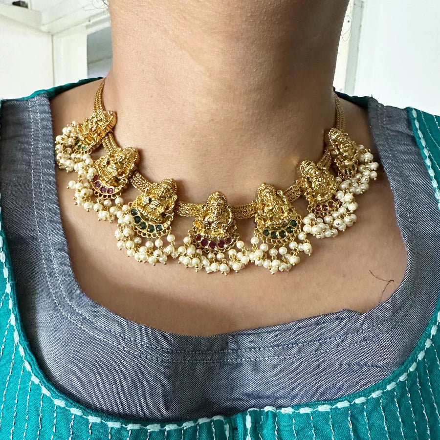 Lakshmi Glory Pendants gutta mesh short set