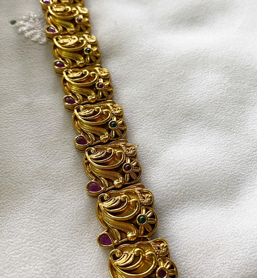 Antique matte kemp floral  swirl long haram set