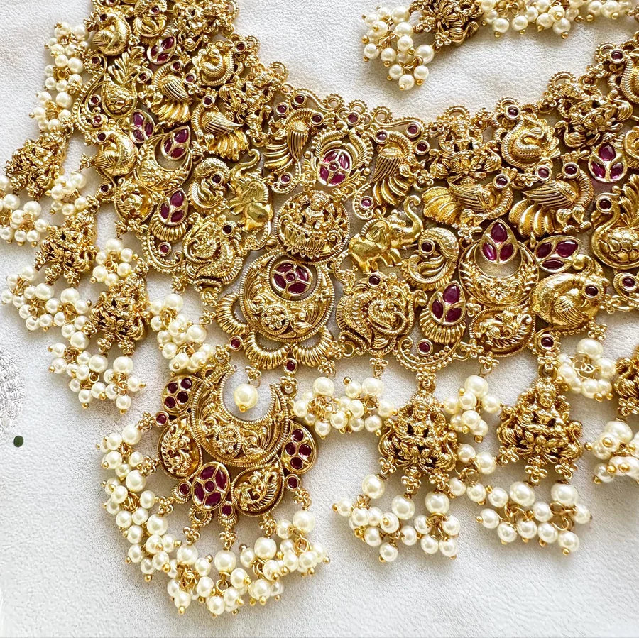 Bridal full neck Lakshmi Peacock short set