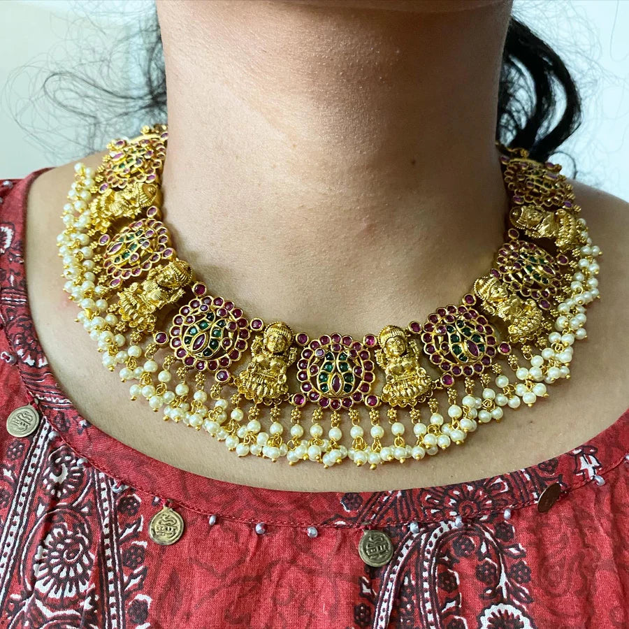 Antique matte kemp kemp gutta Lakshmi blocks short set