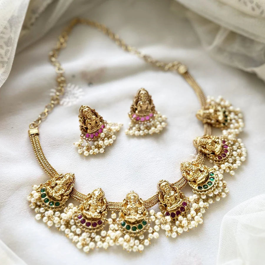 Lakshmi Glory Pendants gutta mesh short set