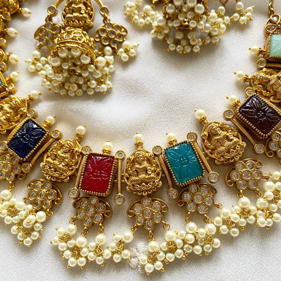 NAVRATNA laxmi camp white gutta short set