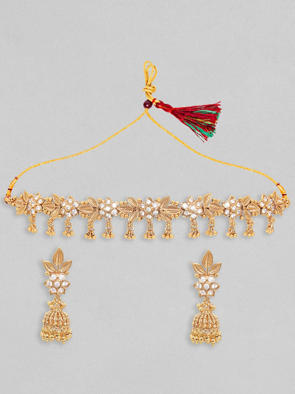 gold plated stoned necklace set