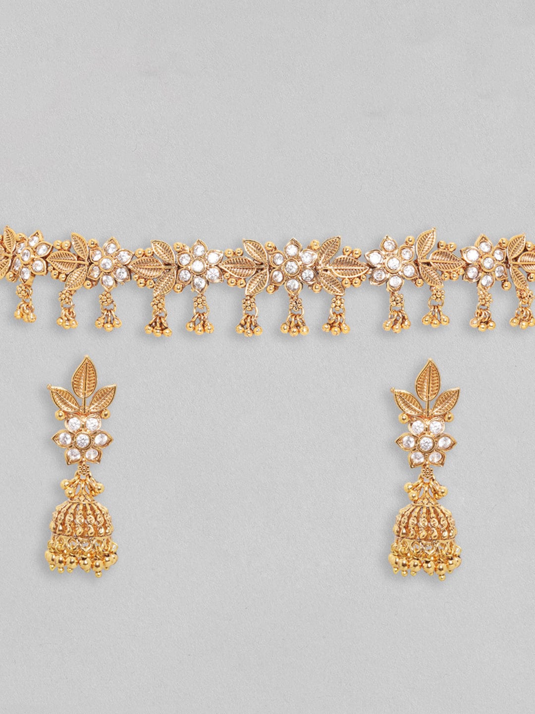 gold plated stoned necklace set