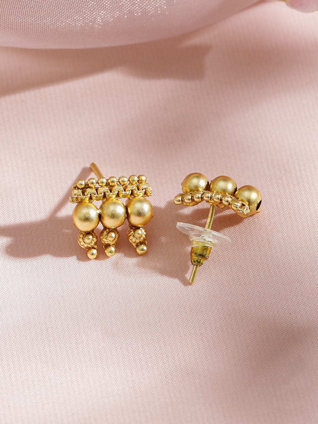 Gold Plated Golden Beaded Handcrafted Traditional Temple Jewelry Set