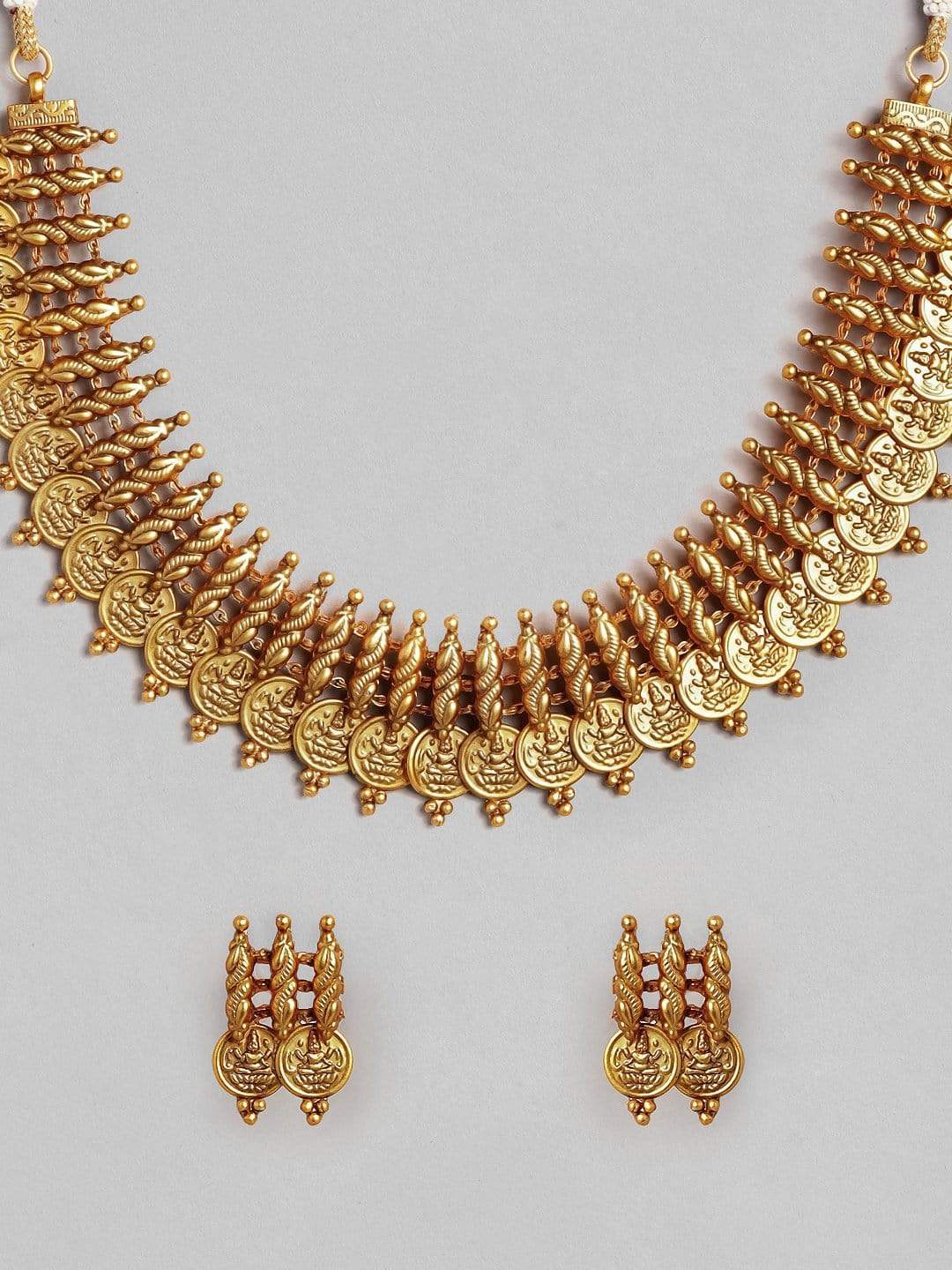 Gold Plated Handcrafted Coin with Lakshmi Motif Traditional Necklace Set