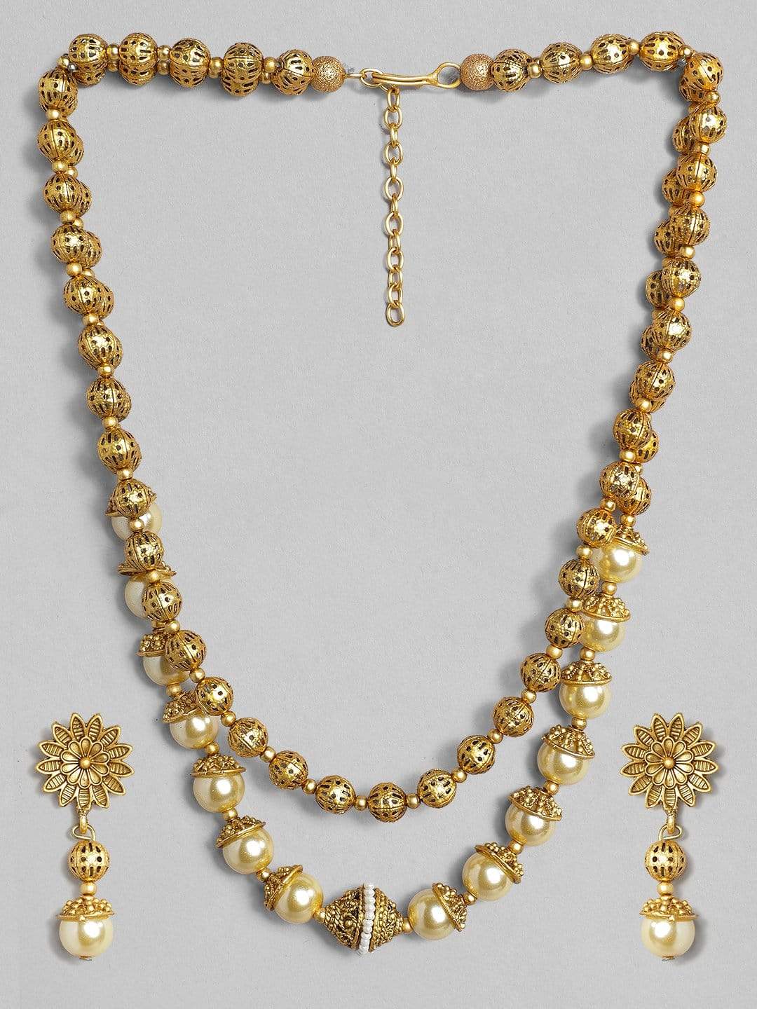 Gold Plated Handcrafted Layered Filigree Necklace Set