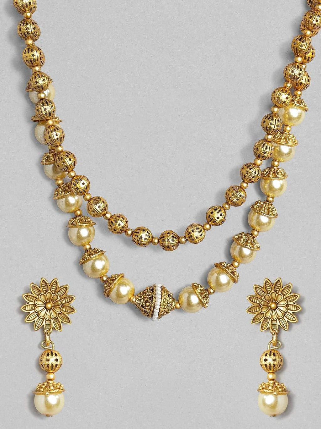 Gold Plated Handcrafted Layered Filigree Necklace Set