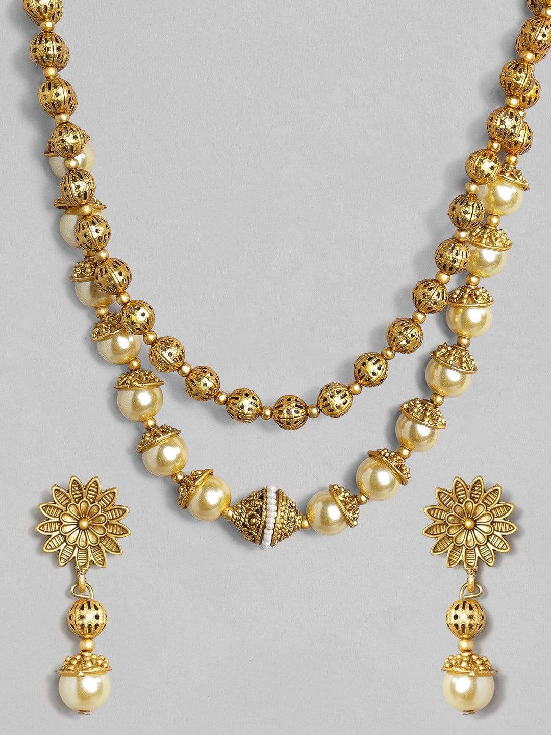 Gold Plated Handcrafted Layered Filigree Necklace Set