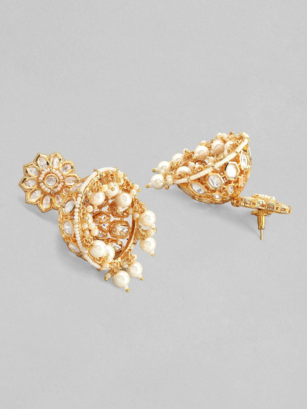 Gold Plated kundan Necklace Set With Pearls