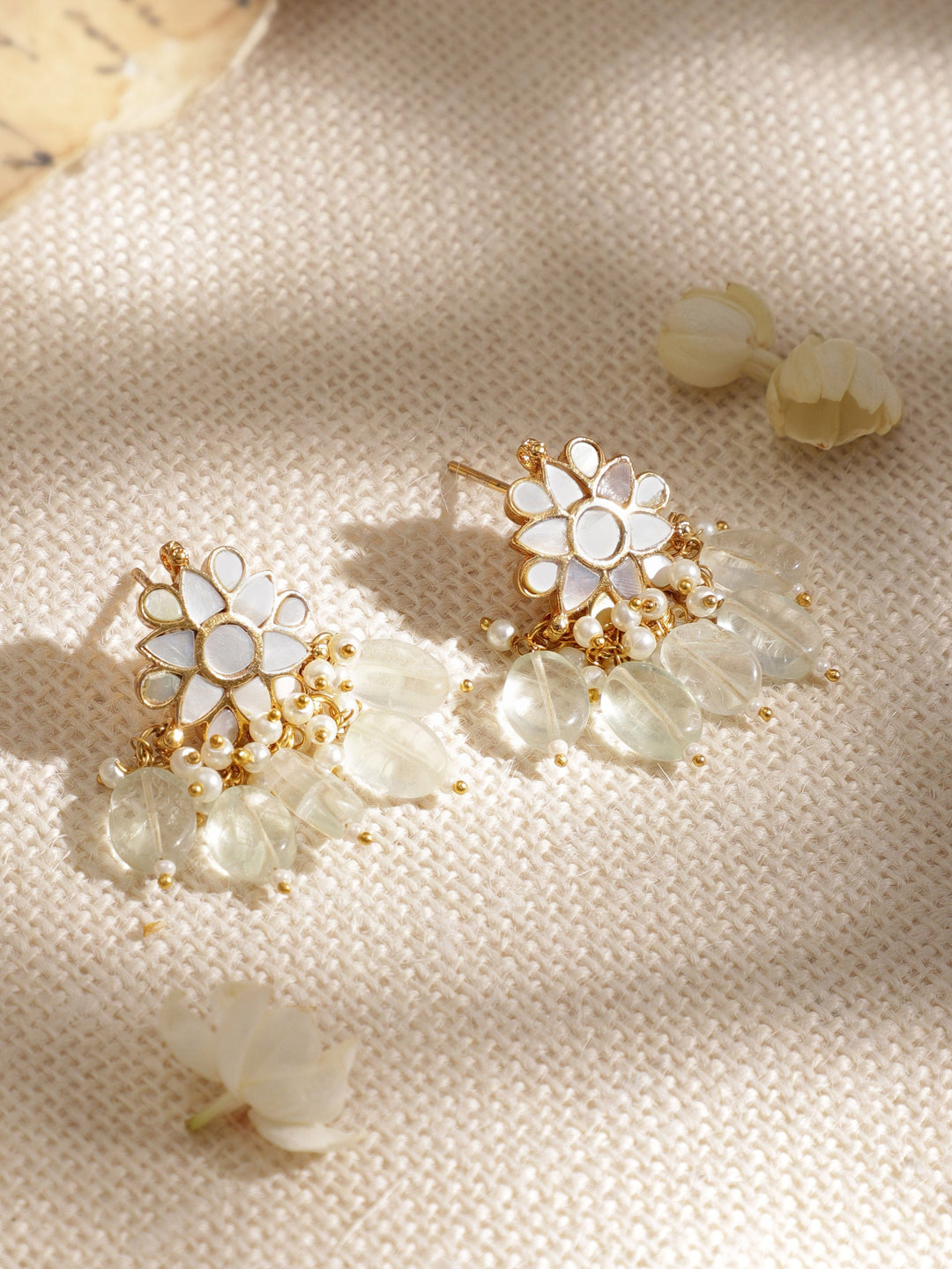 Gold-Plated Kundan-Studded Mother of Pearl Jewellery Set