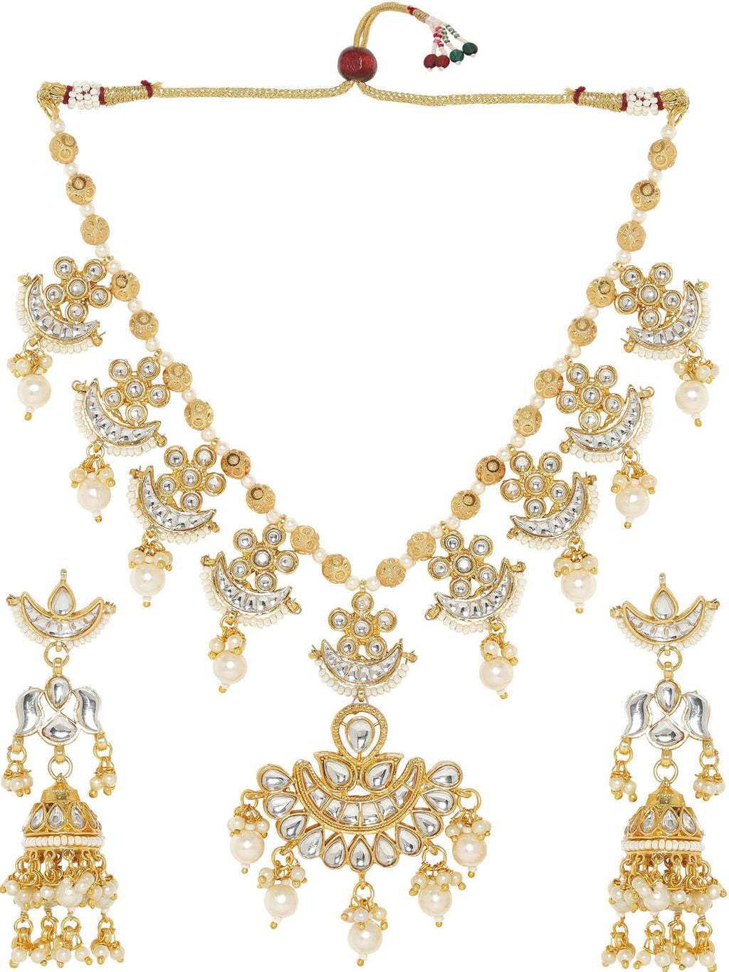 Gold plated Kundan studded pearl beaded Jewellery Set