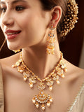 Gold plated Kundan studded pearl beaded Jewellery Set