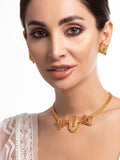 Gold Plated Necklace Set With Studded AD Design