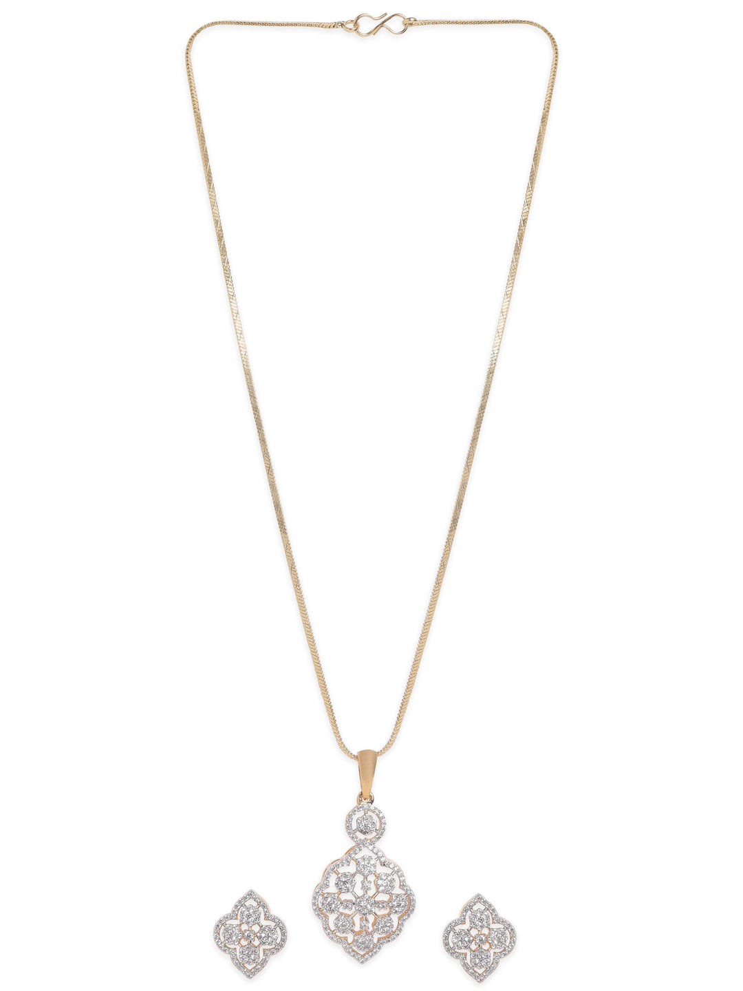 Gold plated Pave Zirconia studded striking Pendant Set