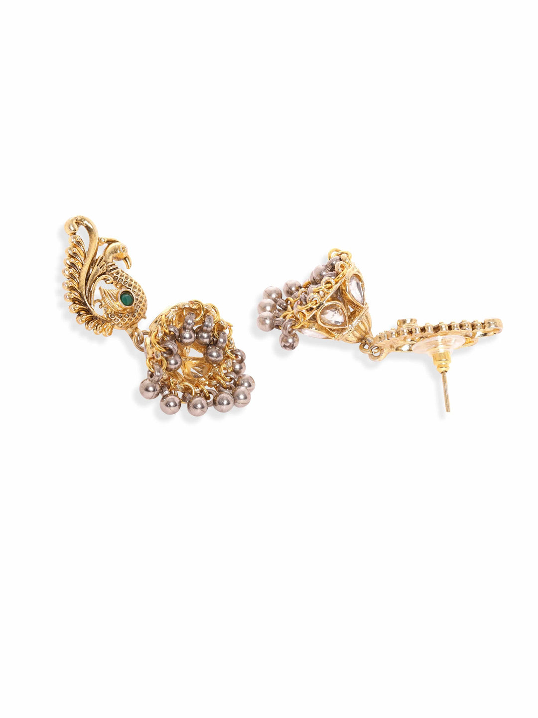 Gold plated with Oxidized Silver plated Link chain detail necklace set