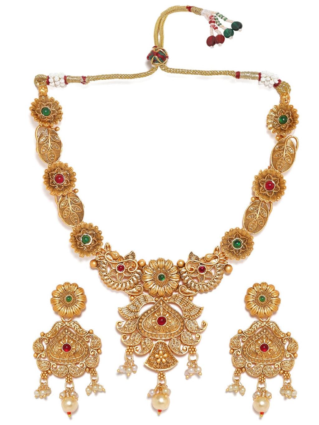 Gold toned floral motif Necklace set