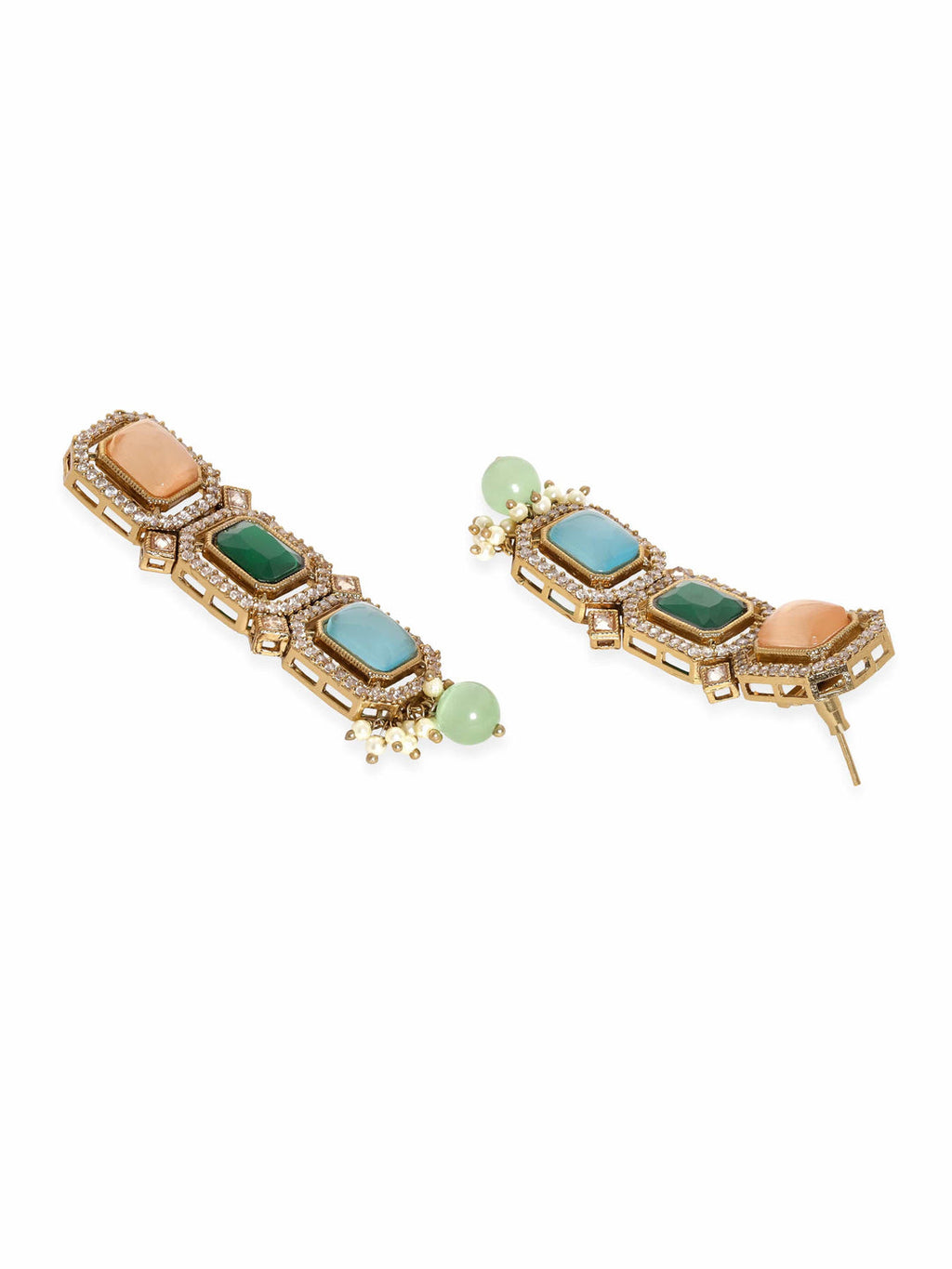 Mehndi Gold Plated Multicolor & Reverse AD Studded Choker Set