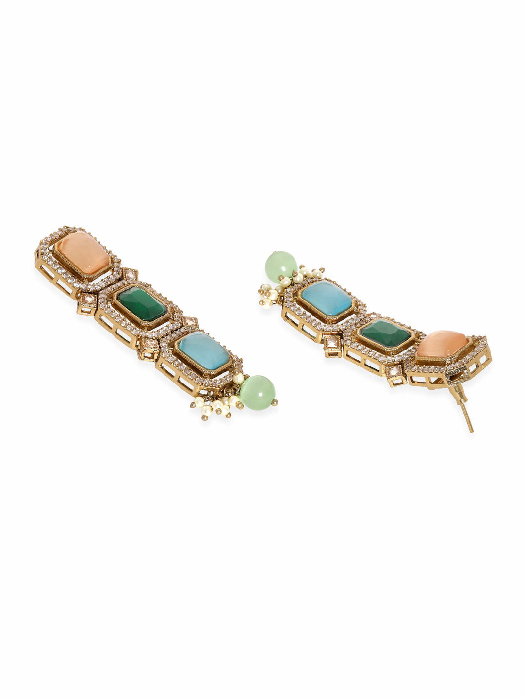 Mehndi Gold Plated Multicolor & Reverse AD Studded Choker Set