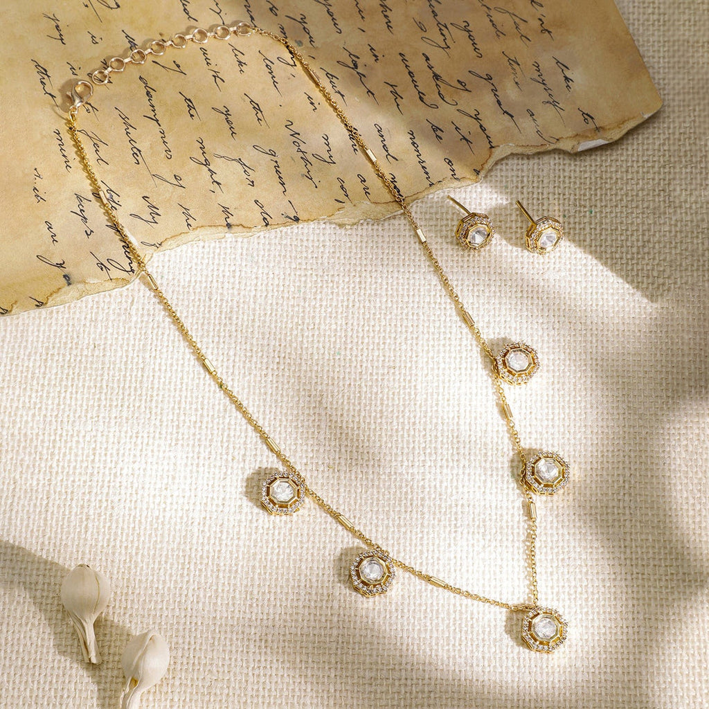 Gold-Plated Crystal Stone Studded Jewellery Set