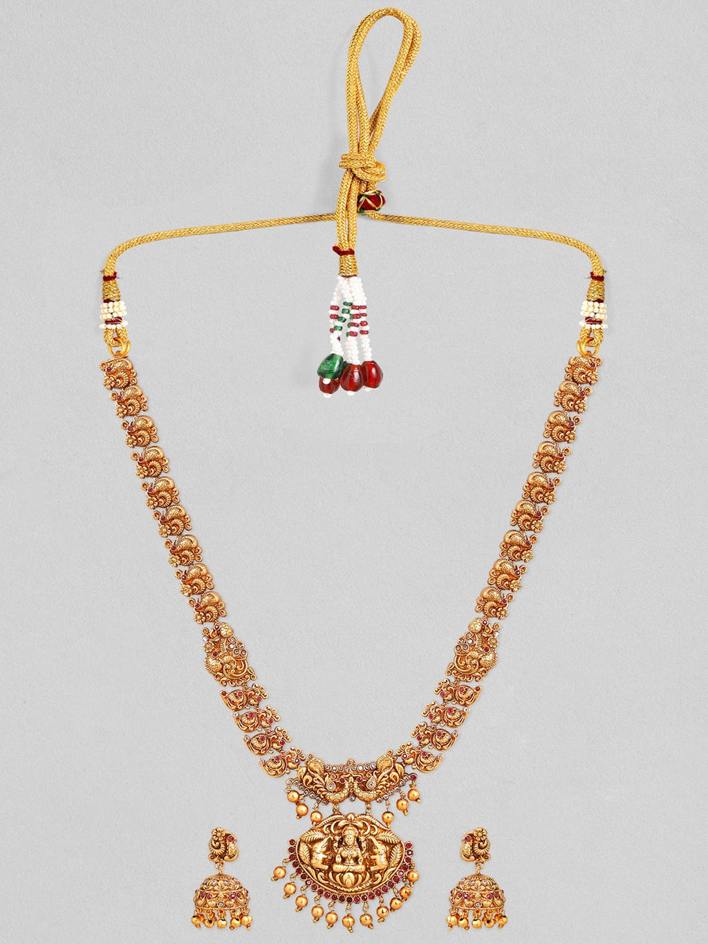 Gold Plated Godess Laxmi Pendant Necklace Set