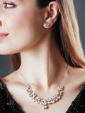 Rhoduim-Plated Cascade and Bold Layered Dainty Zirconia Necklace set