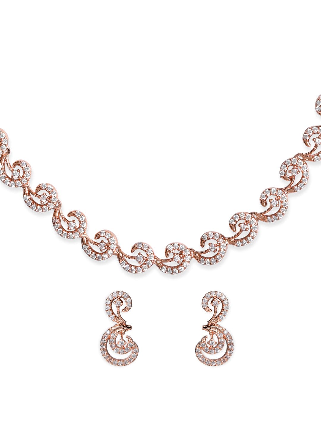 Rose Gold Plated Zirconia Stone Studded Handcrafted Necklace Set