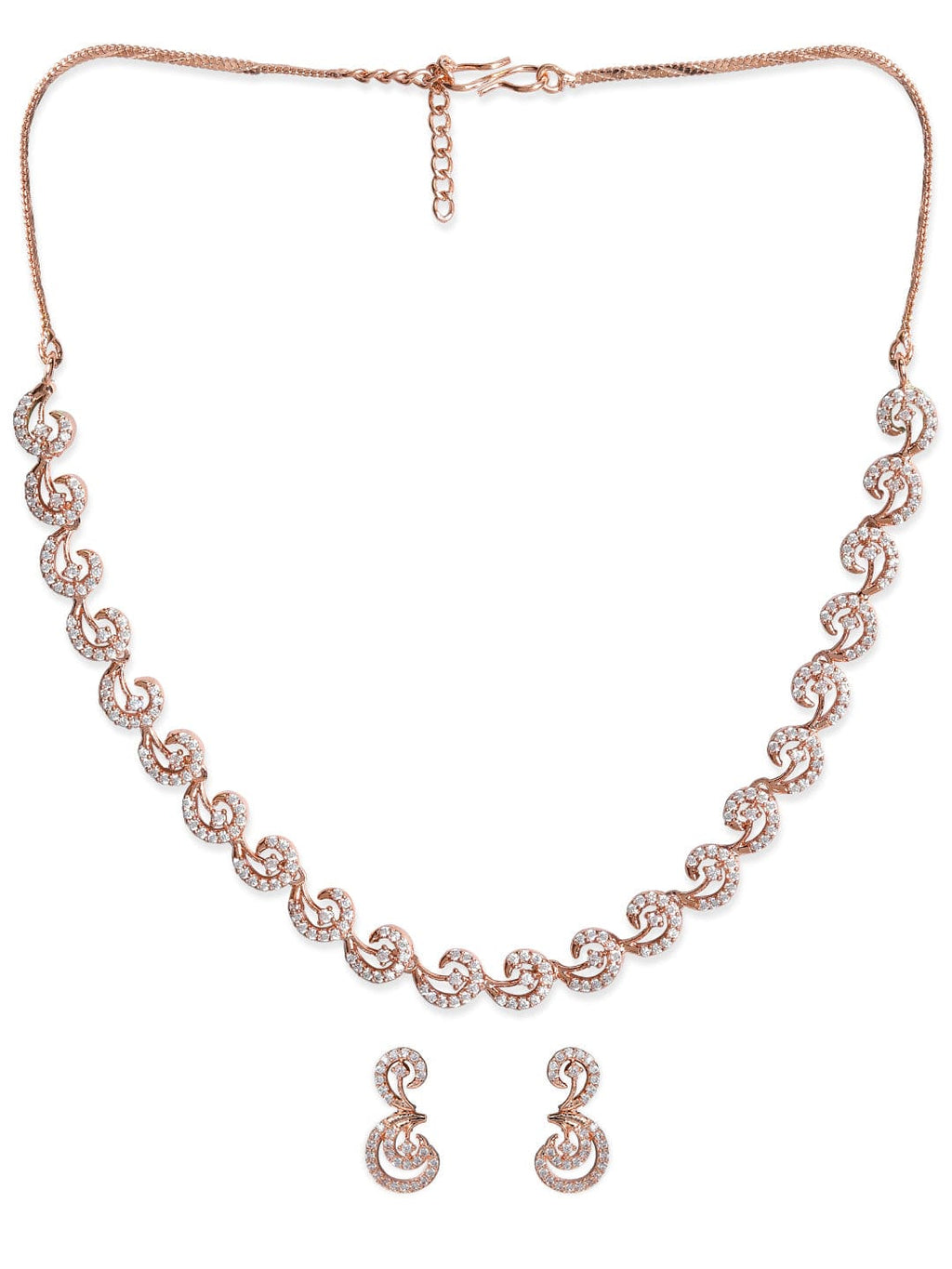 Rose Gold Plated Zirconia Stone Studded Handcrafted Necklace Set