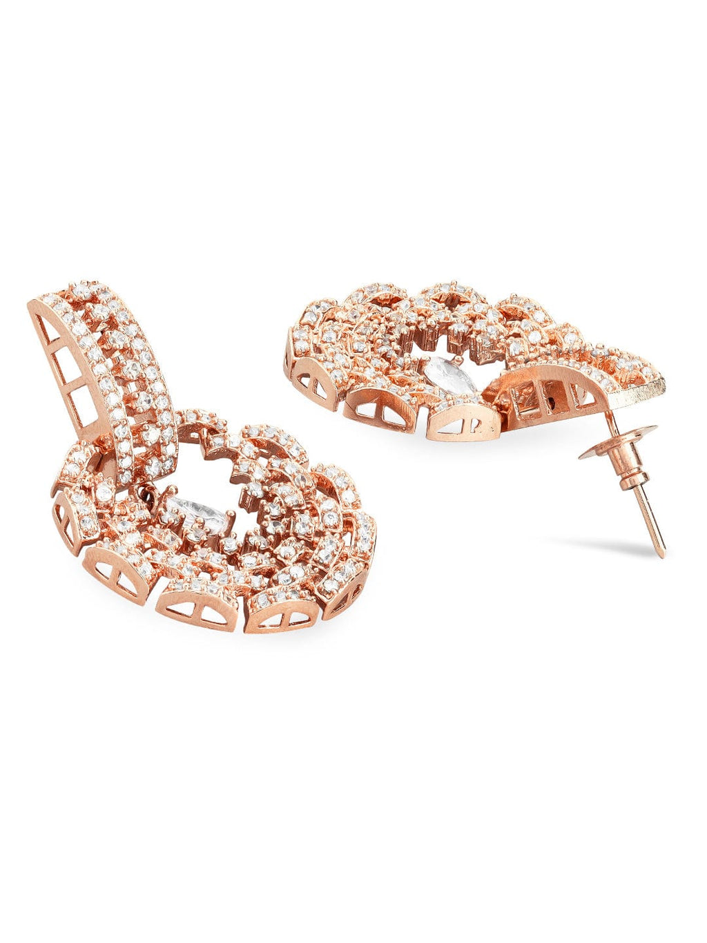 Rose Gold Plated Zirconia Stone Studded Necklace Set