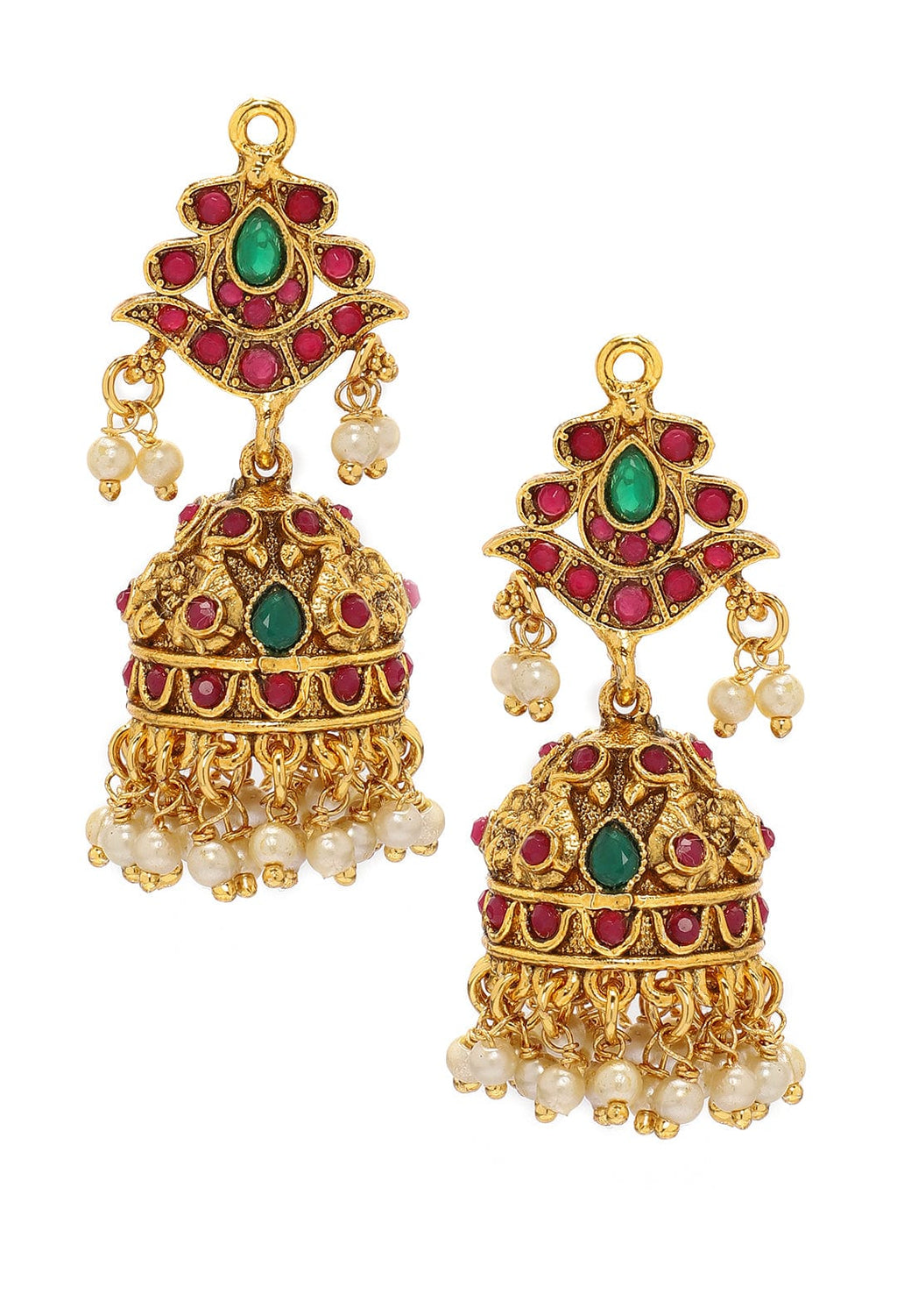 Ruby Studded Temple Necklace Set