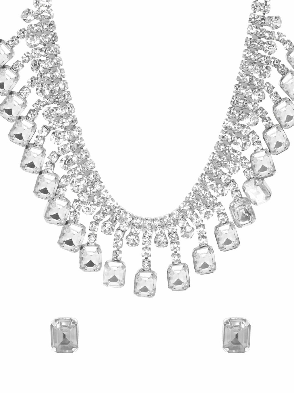 Serenity Zircon Stone Silver Tone Western Necklace Set