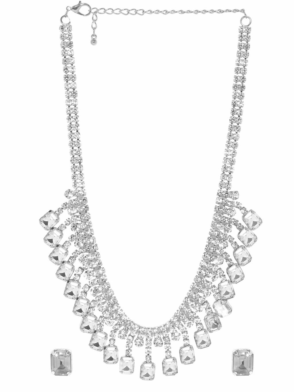 Serenity Zircon Stone Silver Tone Western Necklace Set