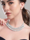Serenity Zircon Stone Silver Tone Western Necklace Set