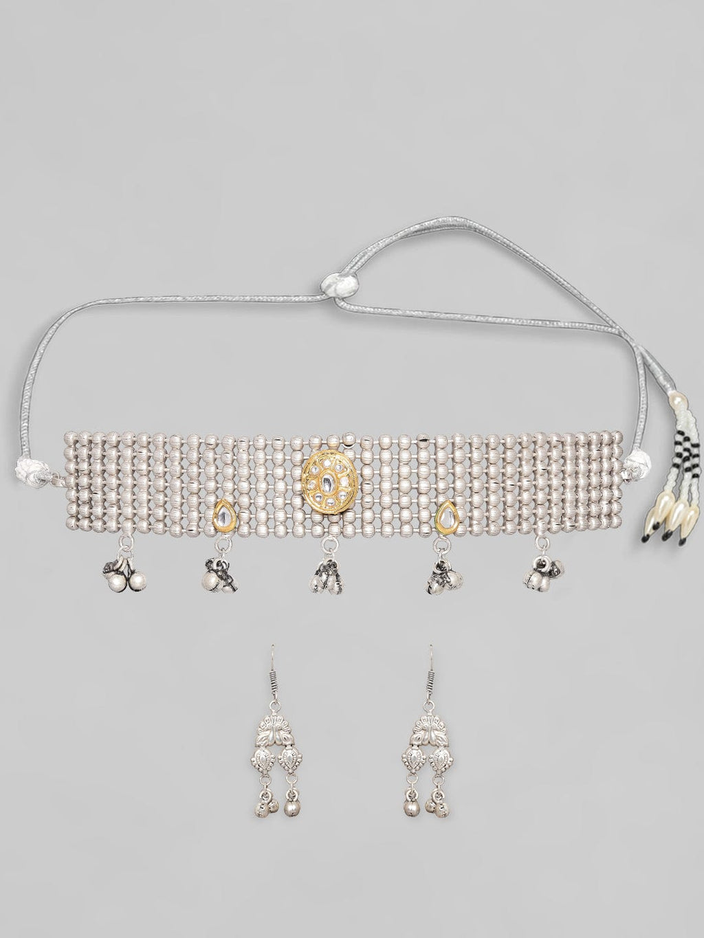 Rubans Silver Oxidised Beautiful Choker Set