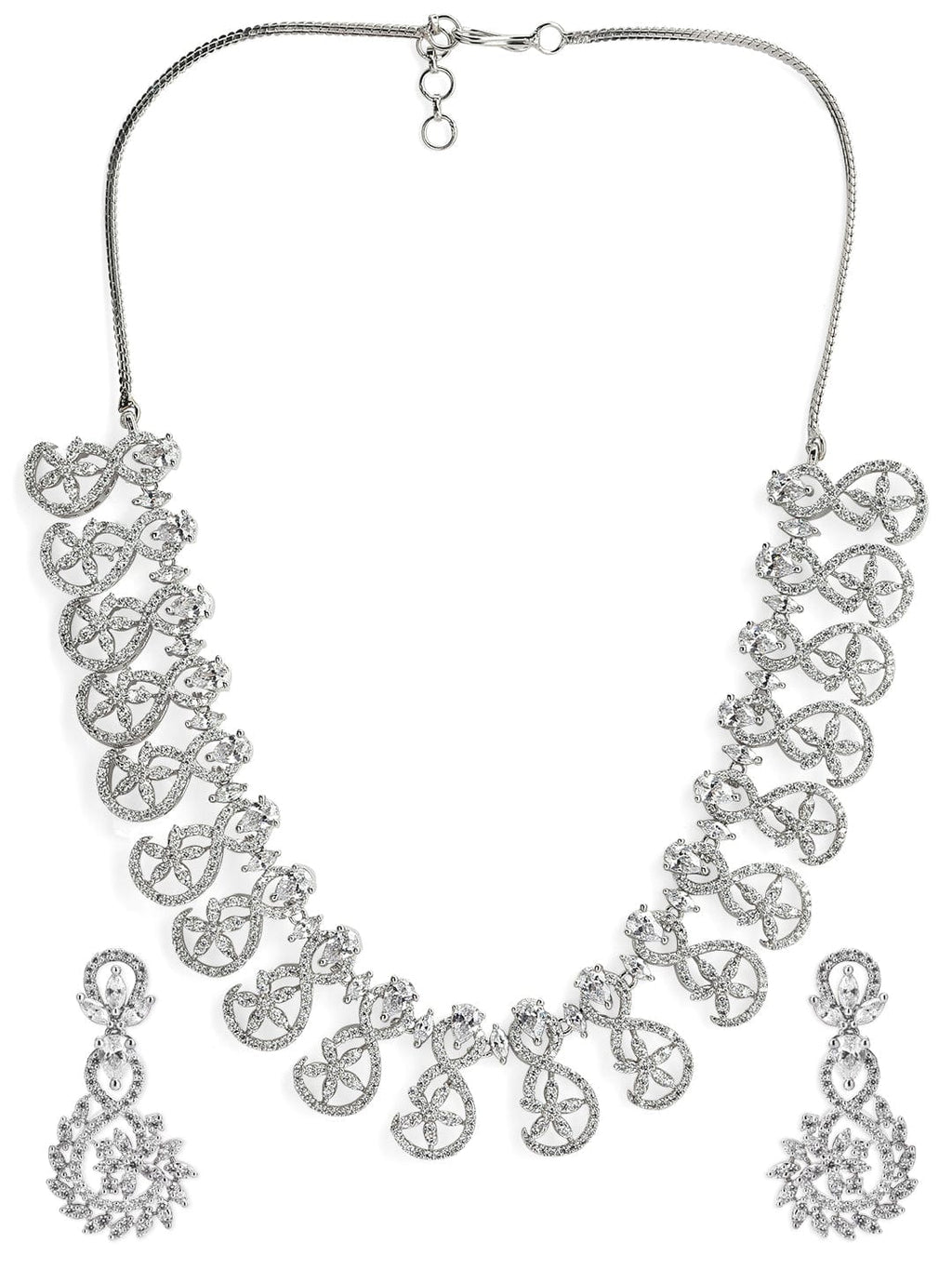 Silver Plated American Diamond Necklace Set