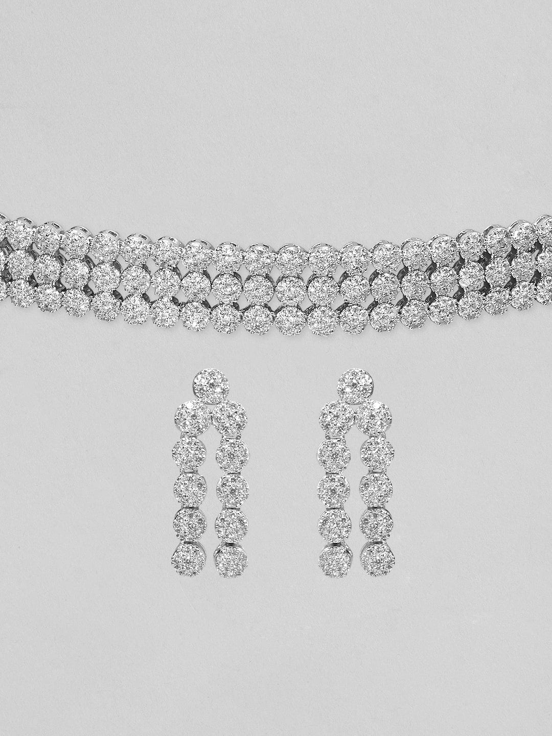 Silver-Plated Handcrafted AD Studded Choker Jewellery Set