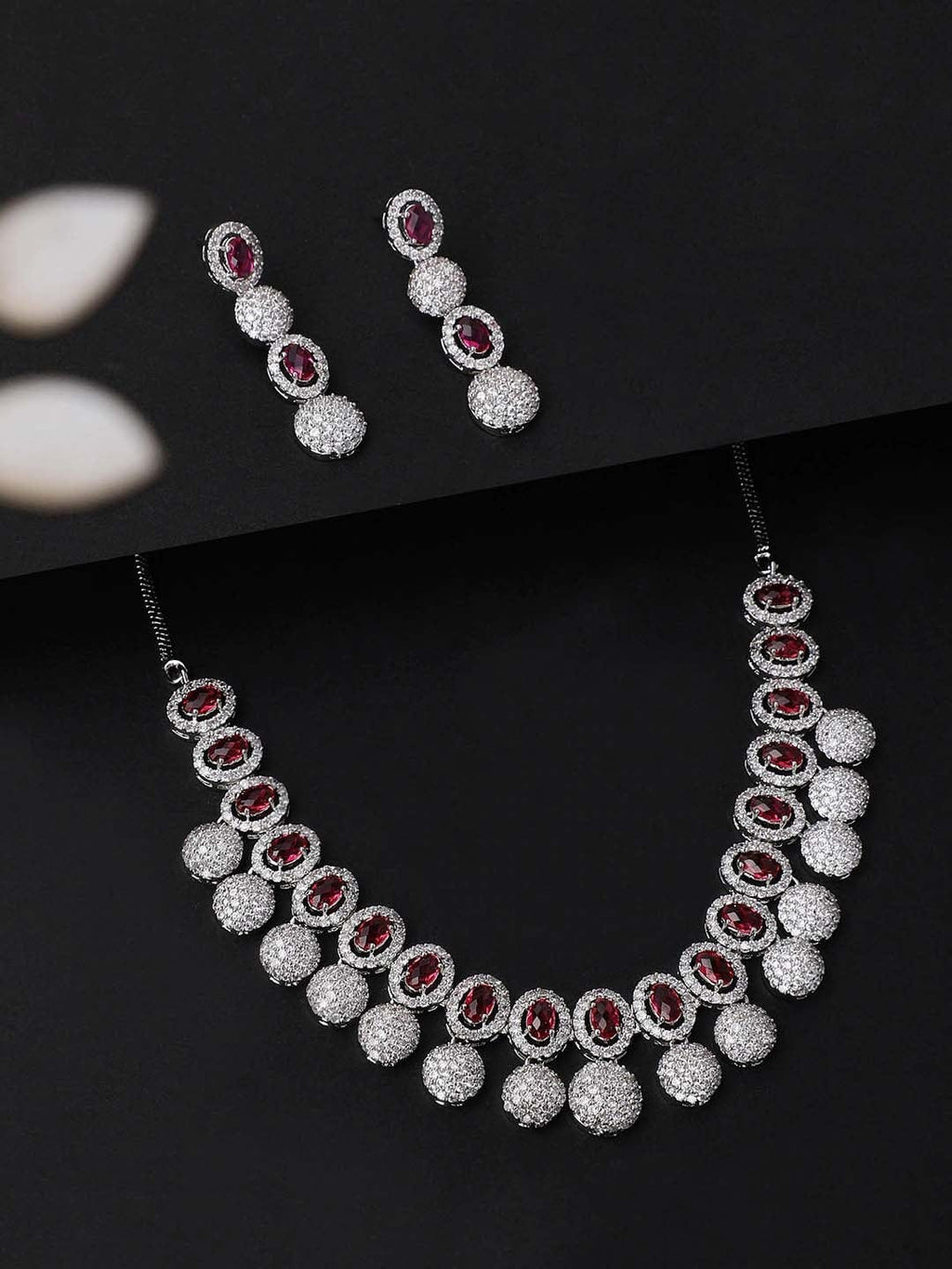 Silver Plated Handcrafted CZ Stone Necklace Set