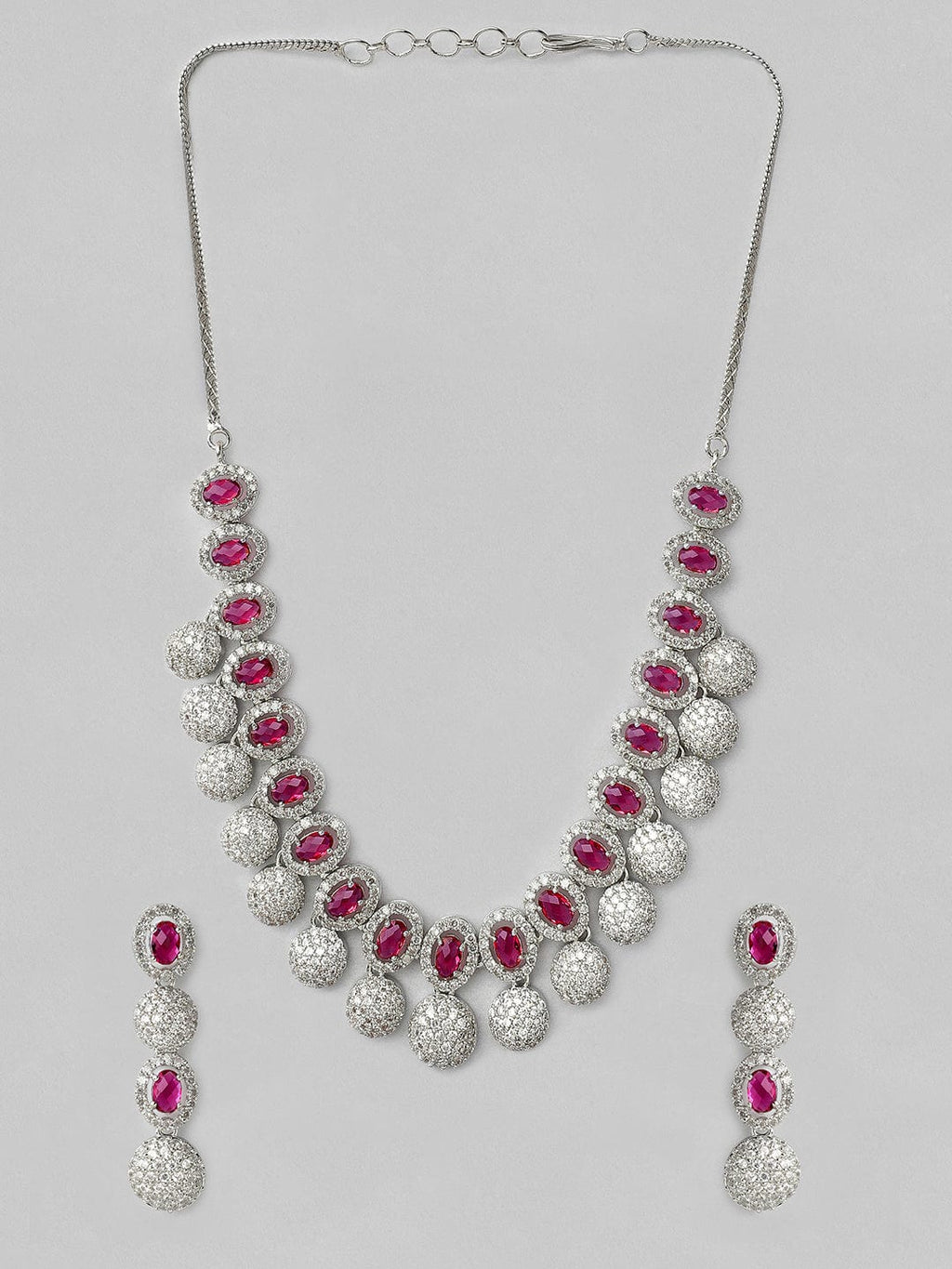 Silver Plated Handcrafted CZ Stone Necklace Set